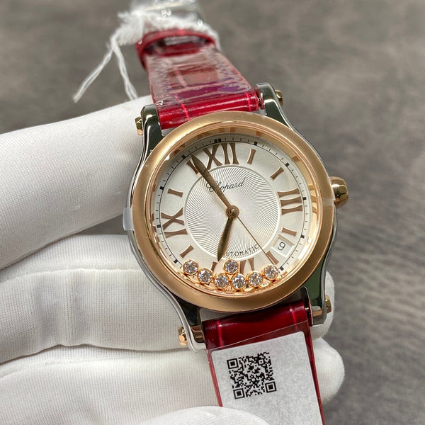 HAPPY DIAMOND 36 TWO-TONE LEATHER STRAP