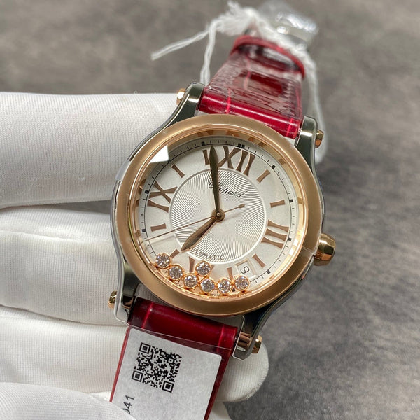 HAPPY DIAMOND 36 TWO-TONE LEATHER STRAP