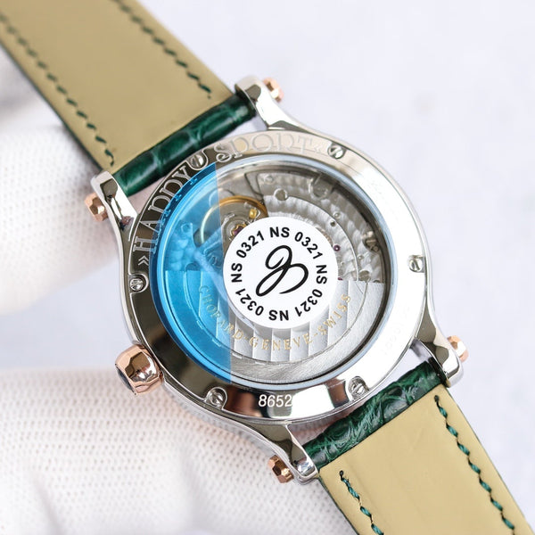 HAPPY SPORT 36MM AUTOMATIC GOLD BEZEL GREEN DIAL