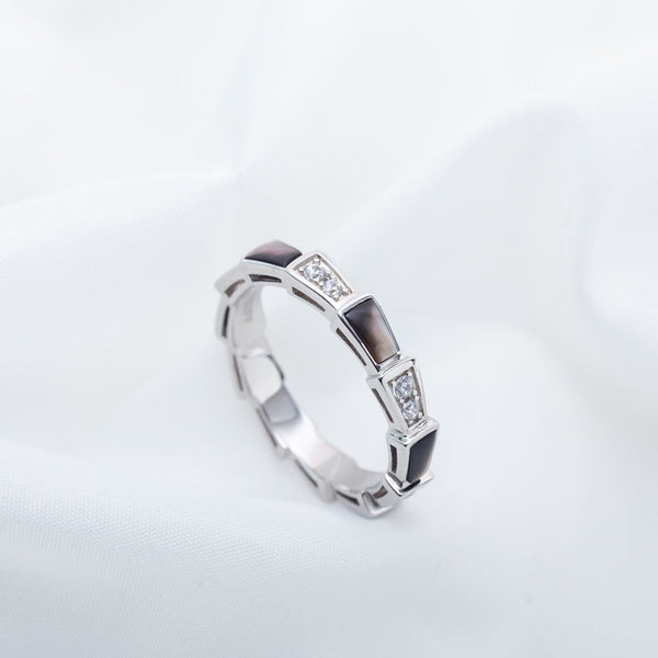 SERPENTI RING SILVER DIAMOND BLACK MOP 3MM