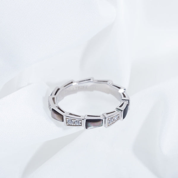 SERPENTI RING SILVER DIAMOND BLACK MOP 3MM