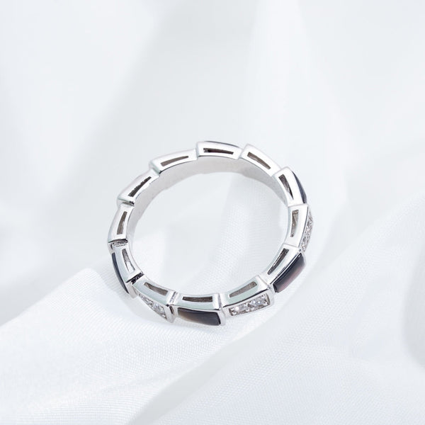 SERPENTI RING SILVER DIAMOND BLACK MOP 3MM