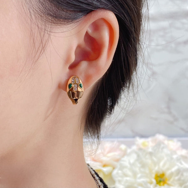 SERPENTI PINK GOLD DIAMOND EARRINGS STUD