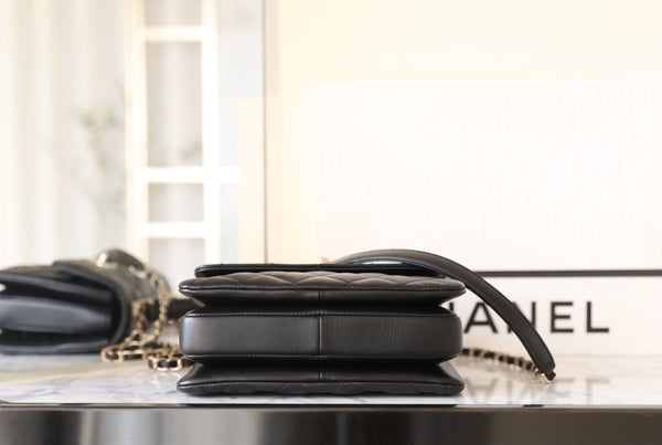CC TRENDY 20CM BLACK LAMBSKIN SILVER HARDWARE