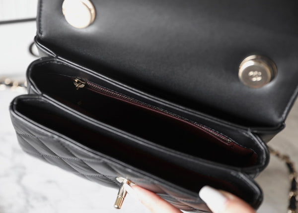 CC TRENDY 20CM BLACK LAMBSKIN SILVER HARDWARE