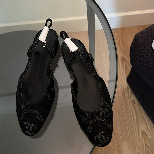 slingbacks black denim