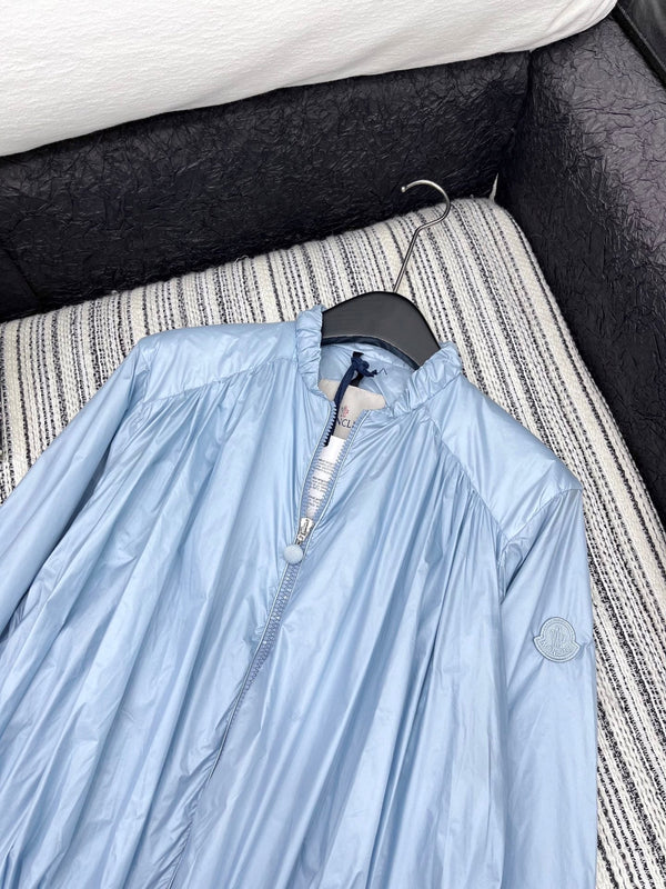 Moncle 25 Stand-Up Collar Double Zip Jacket Blue Cotton amd Polyester 267975