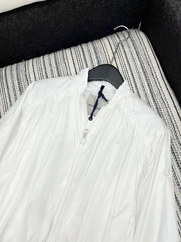 Moncle 25 Stand-Up Collar Double Zip Jacket White Cotton amd Polyester 267977