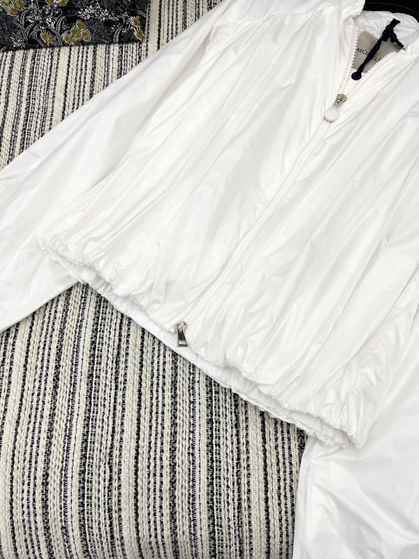 Moncle 25 Stand-Up Collar Double Zip Jacket White Cotton amd Polyester 267977