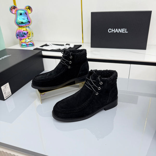 CC 25 Ankle Boots Black Suede Cowhide and Tweed 454710