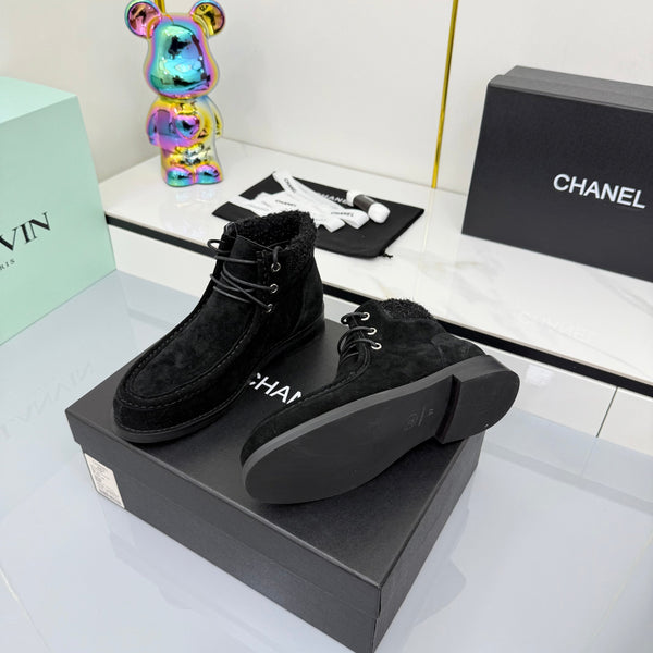 CC 25 Ankle Boots Black Suede Cowhide and Tweed 454710