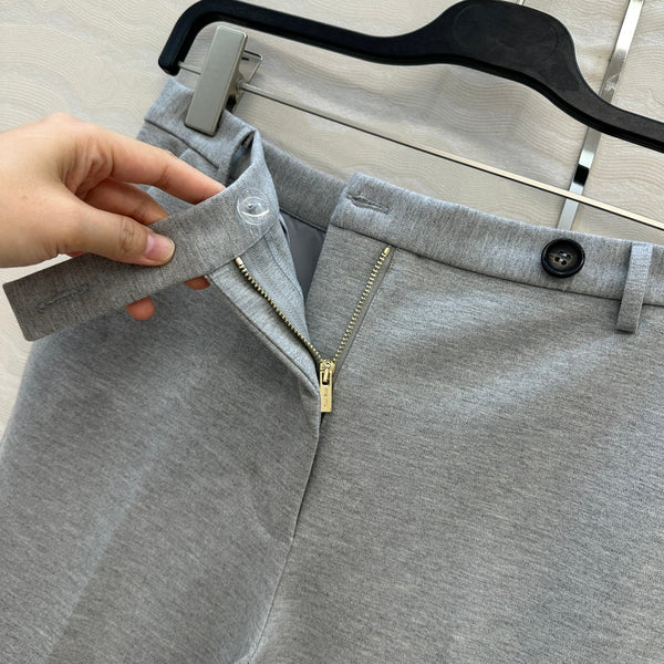 Miumiu Low Waist Trousers Gray Cotton