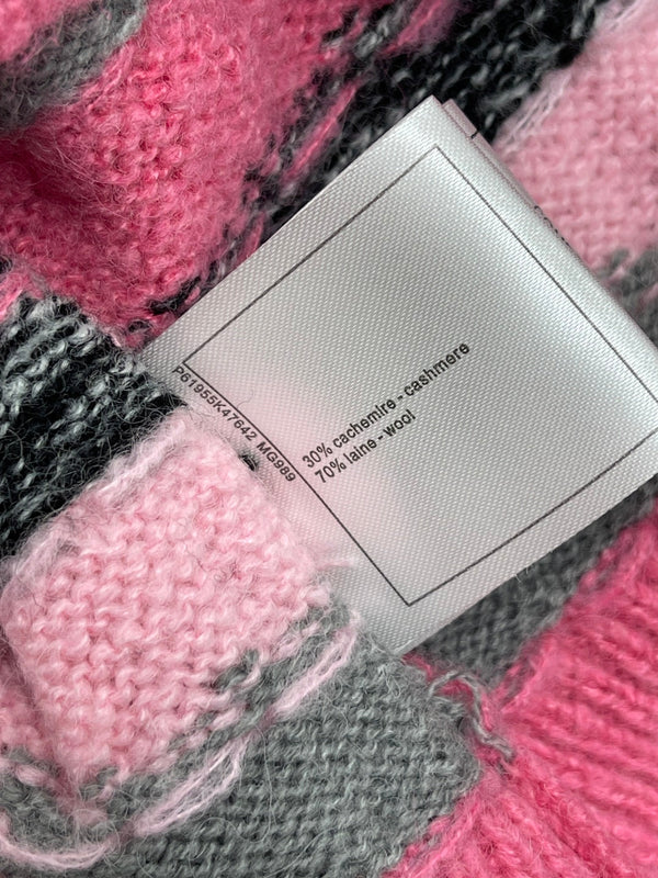 CC 25 Striped Knitted Long-Sleeved Sweater Pink Cashmere