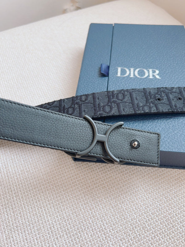 CD Belt 35mm Black Canvas Calfskin Black Logo Buckle