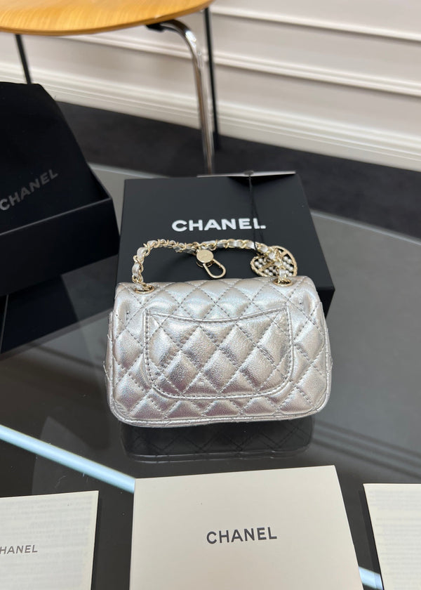 CC 25A Super Mini Bag 12.5cm Silver Lambskin