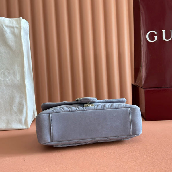 GG Marmont Double-G 26cm Gray Suede