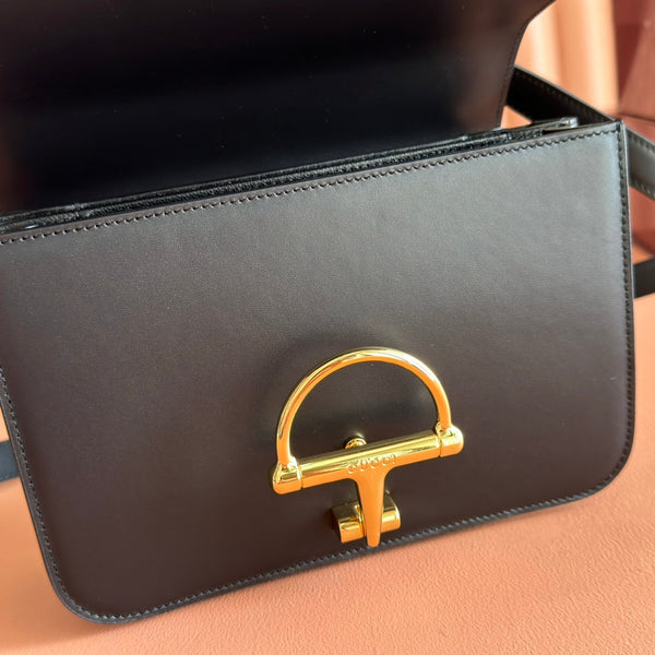 GG 25FW Siena Small Shoulder Bag 23cm Black Calfskin GHW