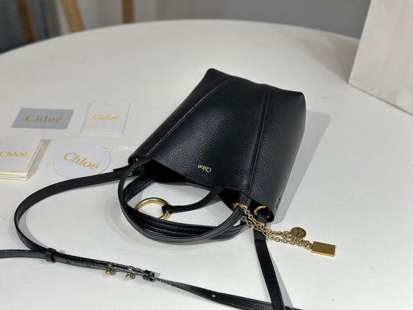 Chloe Spin Tote Bag Small 18cm Black Calfskin 272275