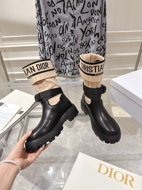 CD Short Stocking Riding Boots Nude Black Cowhide 565792