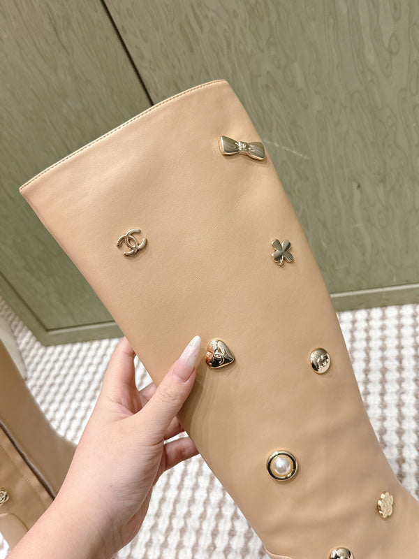 Chanel Riding Boots Brown Lambskin 567793
