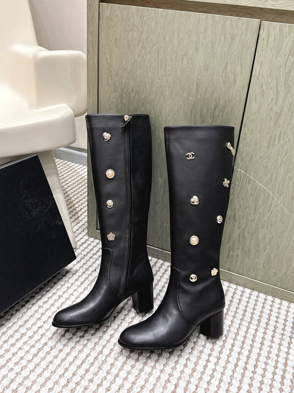 Chanel Riding Boots Black Lambskin 567792