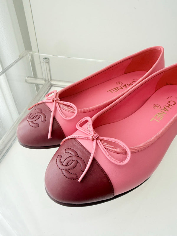 ballet flats pink mix burgundy lambskin 566821