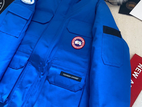 Canada Goose Children Jacket Wolf Fur Blue Polyester Cotton