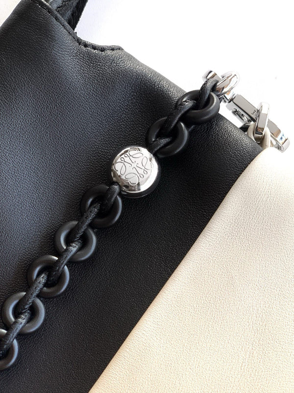 Loewe Flamenco Tote Bag 38 in Black mix White Lamskin 274216