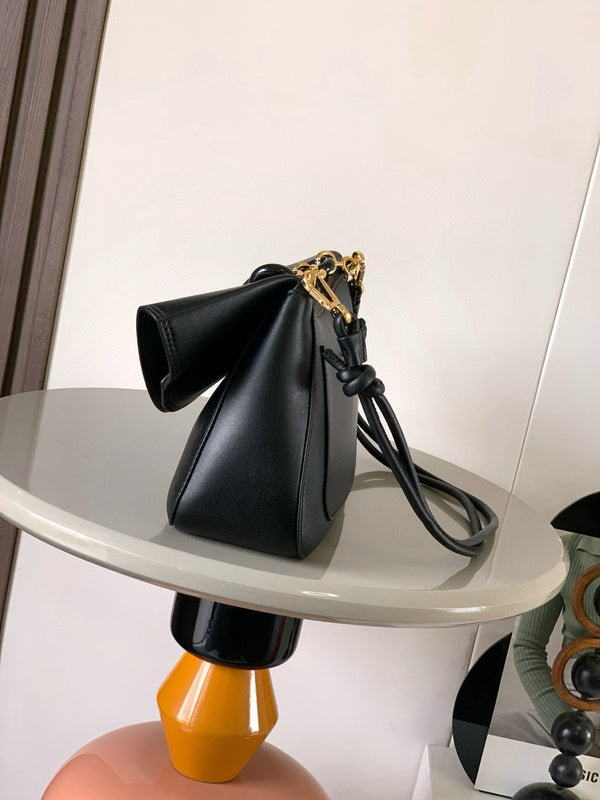 Loewe Ola Handbag Medium 26cm in Black Silver Calfskin 274220