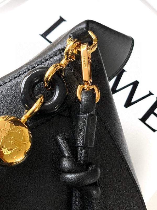 Loewe Ola Handbag Medium 26cm in Black Silver Calfskin 274220