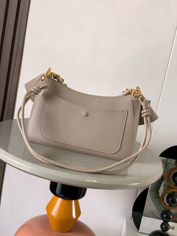 Loewe Ola Handbag Medium 26cm in Beige Silver Calfskin 274224