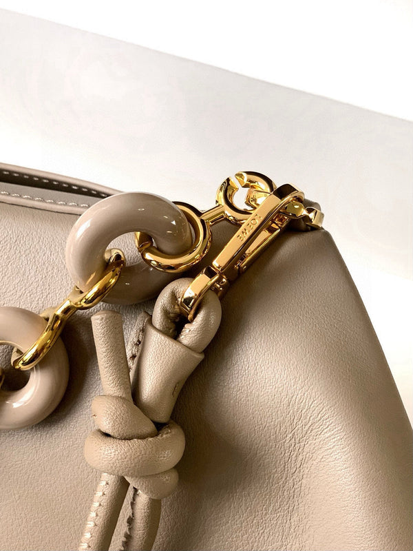 Loewe Ola Handbag Medium 26cm in Beige Silver Calfskin 274224