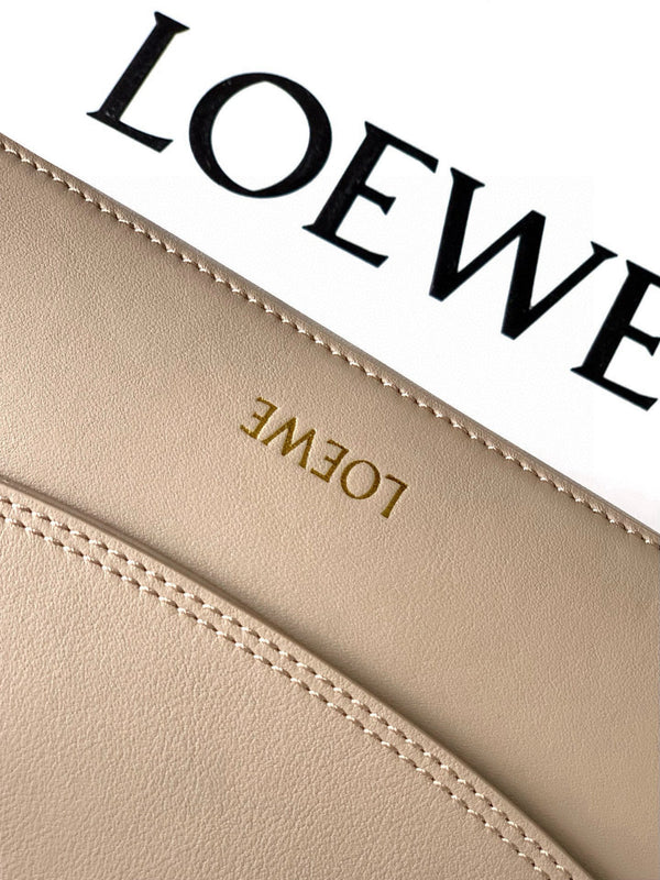Loewe Ola Handbag Medium 26cm in Beige Silver Calfskin 274224