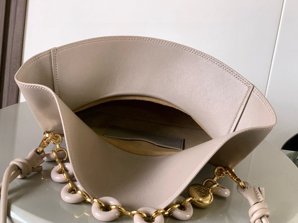 Loewe Ola Handbag Medium 26cm in Beige Silver Calfskin 274224