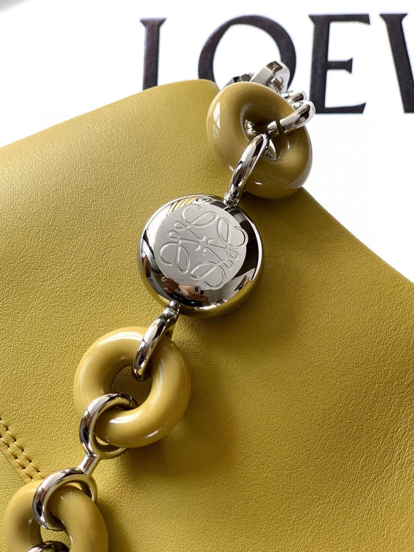 Loewe Ola Handbag Medium 26cm in Olive Green Silver Calfskin 274226