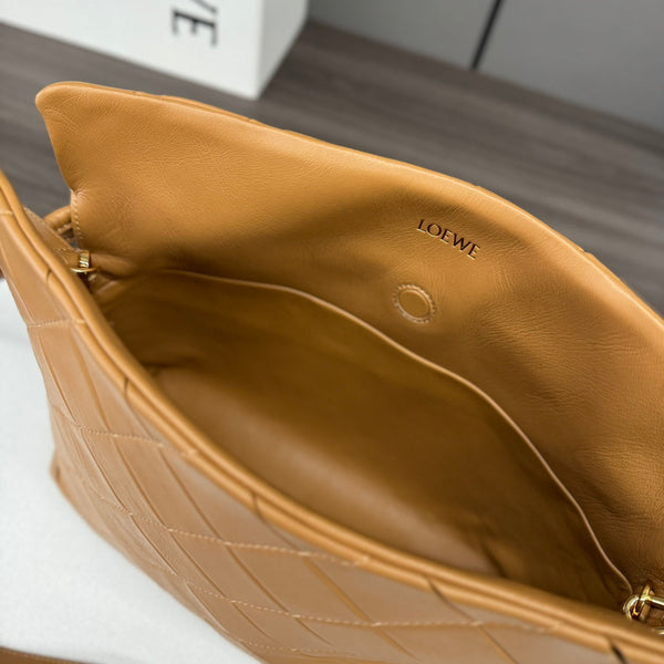 Loewe Flamenco Clutch Bag in Glossy Brown Lambskin 274261