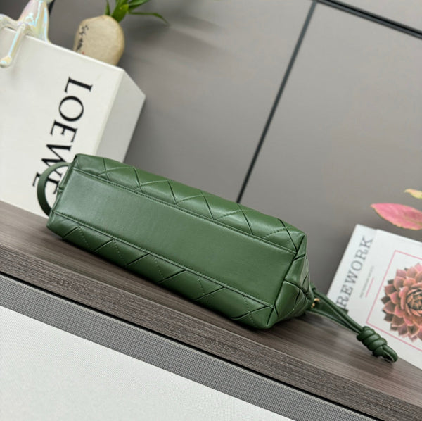 Loewe Flamenco Clutch Bag in Glossy Green Lambskin 274263