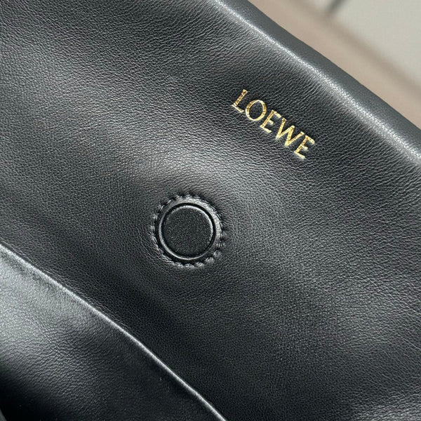 Loewe Flamenco Clutch Bag in Glossy Black Lambskin 274259