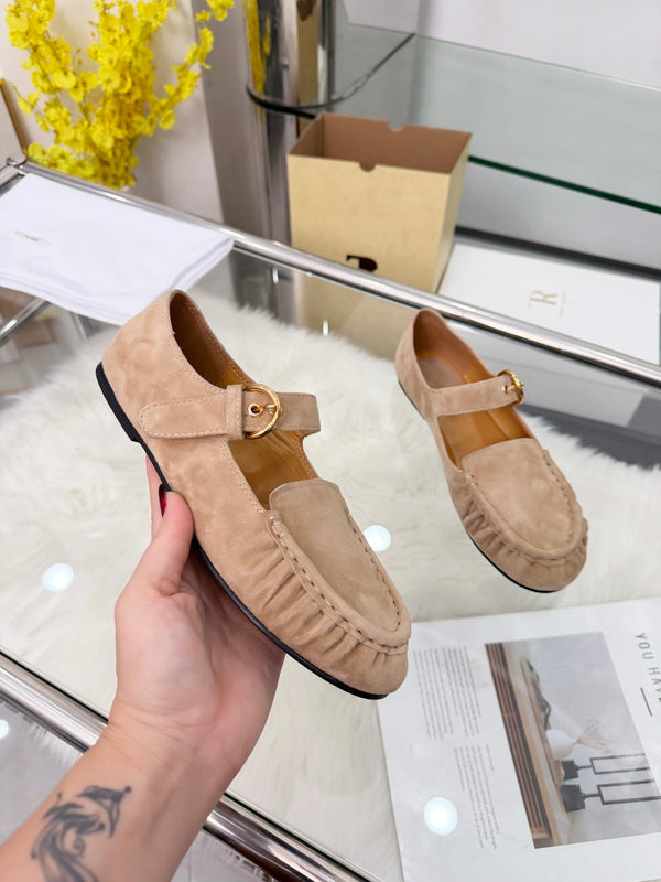 The Row 2026 Mary Jane Flat in Ivory Sheepskin 576853