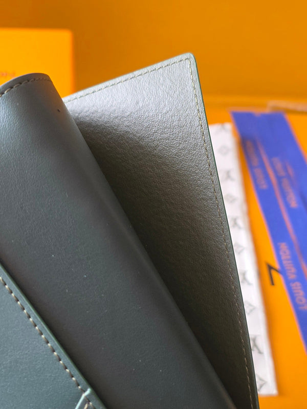 LV Passport Holder 14 Dark Gray Wallet in Montgomery calfskin 274804
