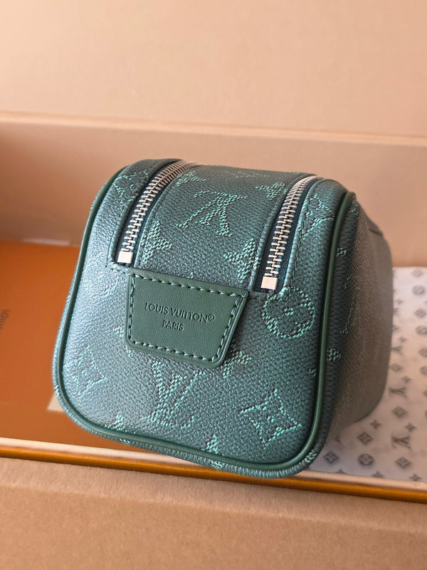 LV Dopp Kit Toilet Pouch Dark Green Monogram Canvas 274856