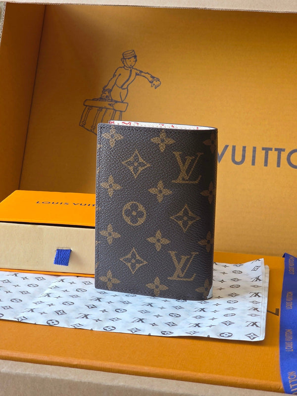 LV New Cat Passport Holder Brown PVC Monogram Fabric paired with Cowhide 274996