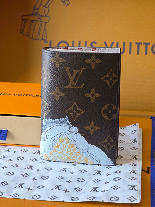 LV New Cat Passport Holder Brown PVC Monogram Fabric paired with Cowhide 274996