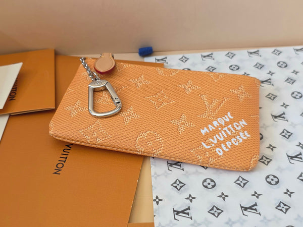 LV Key Pouch S Yellow PVC Fabric with Leather 275144