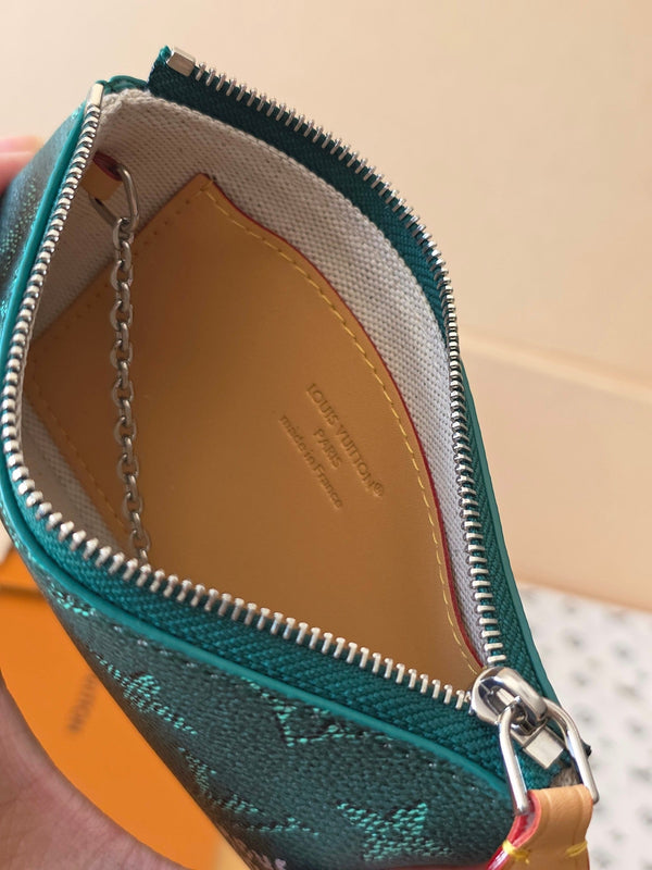 LV Key Pouch S Green PVC Fabric with Leather 275146