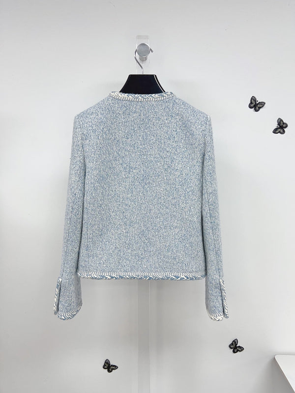 Celine Blue Safari Jacket Tweed Fabric 294933