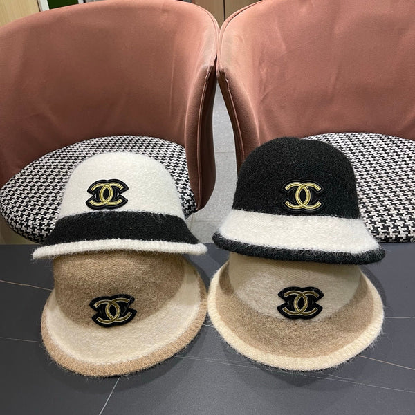 Chanel Women's Plush Bucket Ivory mix Beige Hat 980038