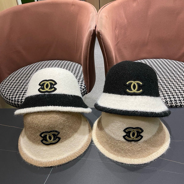 Chanel Women's Plush Bucket White mix Black Hat 980039