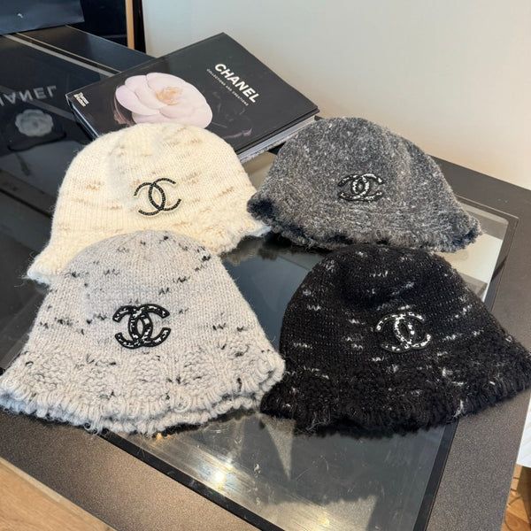 Chanel New Knitted Bucket Hat Gray in Fibrous 980144