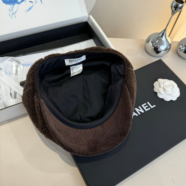 Chanel Wool Cap Brown in Fibrous 980126